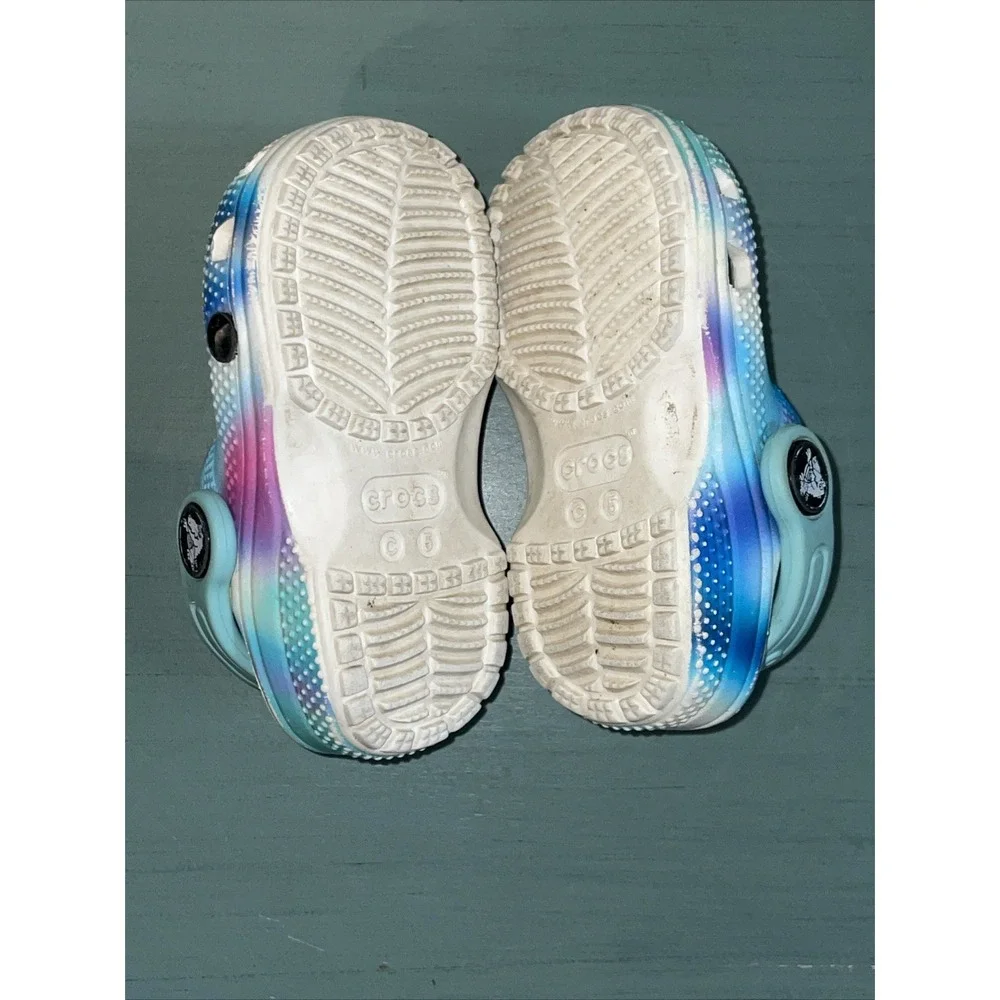 Crocs Kids Sandals Size C 5 Rainbow Tie Dye Blue Green Pink Yellow Purple‎